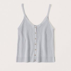 ABERCROMBIE BUTTON UP RIBBED KNIT TANK BLUE